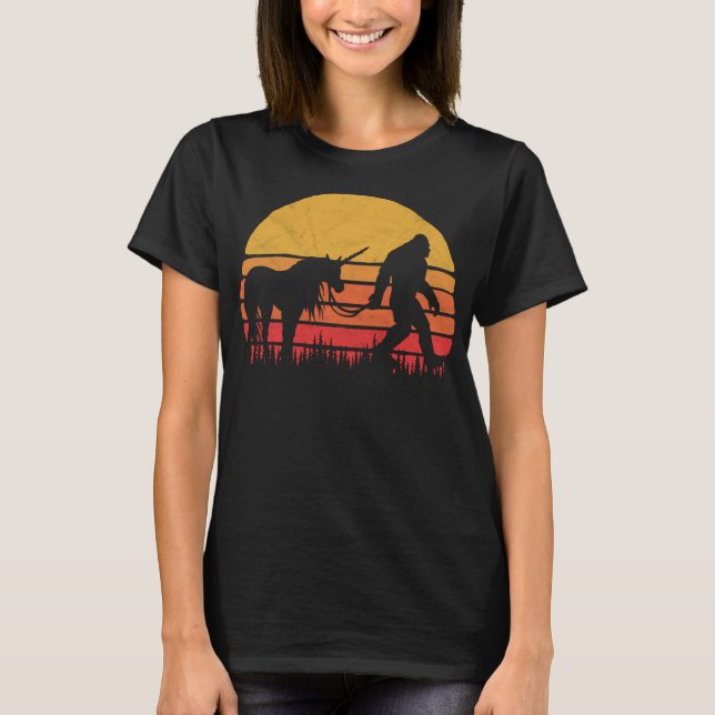 T-shirt Funny Bigfoot Sasquatch & Unicorn - Légendes ! (Devant)