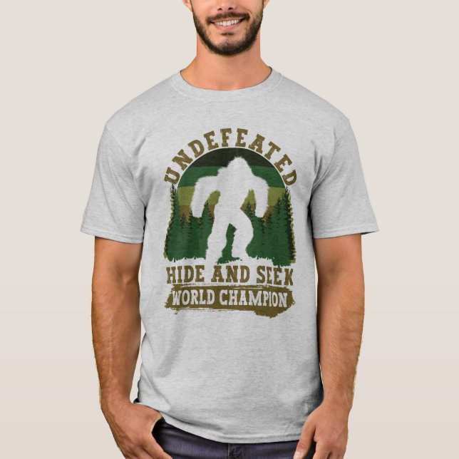 T-shirt Funny Bigfoot se cacher et chercher Champion du Mo (Devant)