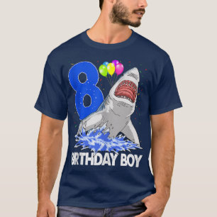 T-shirt Funny Birthday Boy 8 Shark TeeWomen Celebration Gi