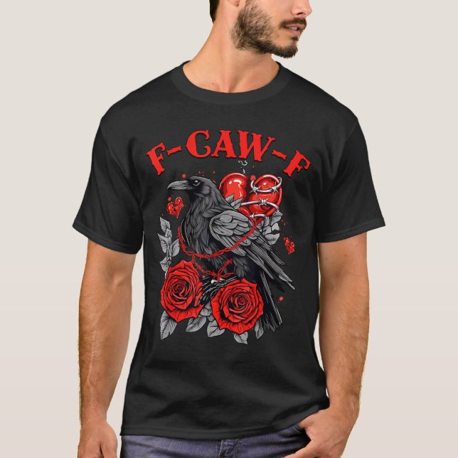 T-shirt Funny Black Bird F-caw-f Anti Valentines Day Singl (Devant)