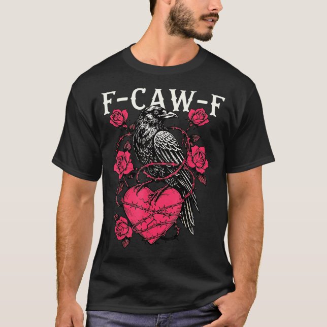 T-shirt Funny Black Bird F-caw-f Anti Valentines Day Singl (Devant)