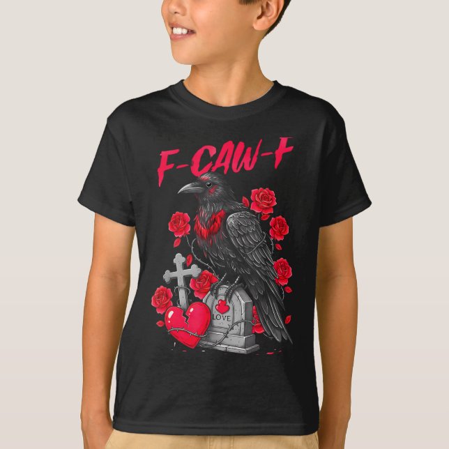 T-shirt Funny Black Bird F-caw-f Anti Valentines Day Singl (Devant)