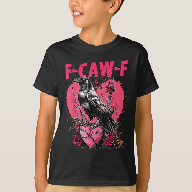 T-shirt Funny Black Bird F-caw-f Anti Valentines Day Singl (Devant)