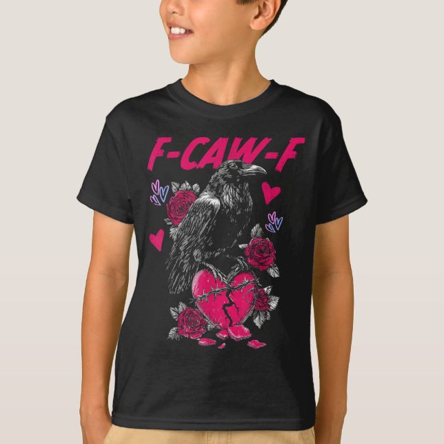 T-shirt Funny Black Bird F-caw-f Anti Valentines Day Singl (Devant)