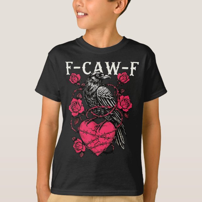 T-shirt Funny Black Bird F-caw-f Anti Valentines Day Singl (Devant)