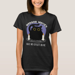 T-shirt Funny Black Cat aime le film d'horreur