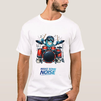 T-shirt Funny Blue Drummer Character Music Illustration