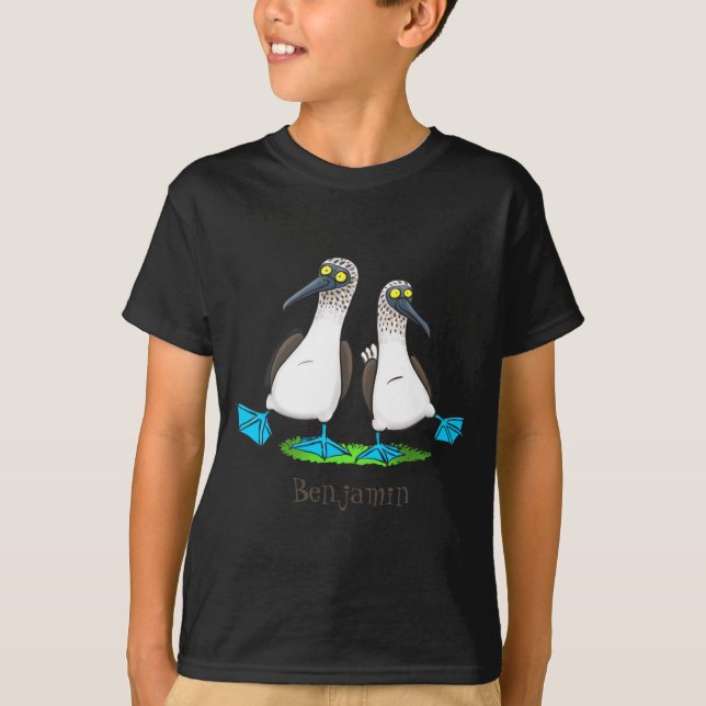 T-shirt Funny Blue Footed Ies Cartoon Illustration  (Devant)