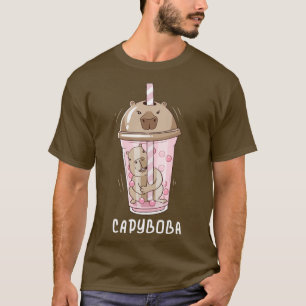 T-shirt Funny Boba Tea Capybara Bubble Milk Tea Kawaii