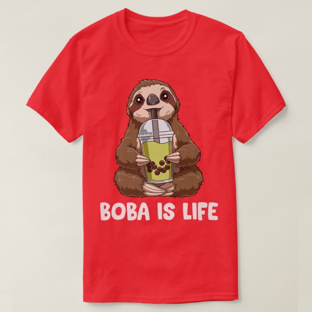 T-shirt Funny Boba Tea - Kawaii Bubble Tea Sloth  930 (Design devant)