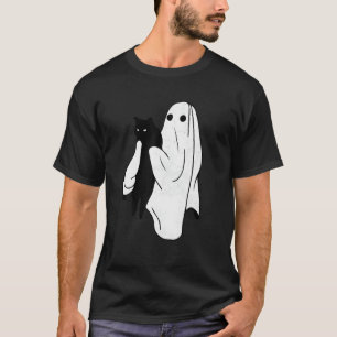 T-shirt Funny Boo Ghost Holding Black Cat Halloween Éffray