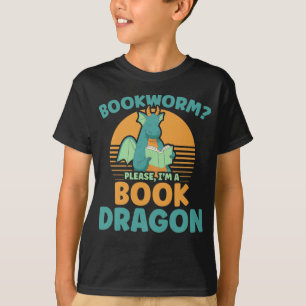 T-shirt Funny Bookworm enfants Dragon Lover livre Lecteur 