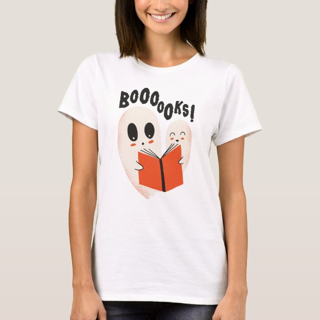 T-shirt Funny Bookworm Ghost Halloween Costume Booooks (Devant)