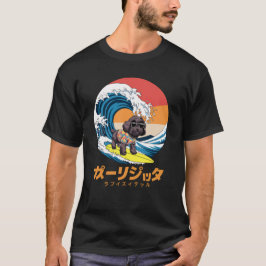 T-shirt Funny Bordoodle japonais Kanagawa Wave Chien