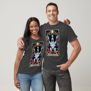T-shirt Funny Bordure Collie Carte Tarot