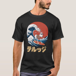 T-shirt Funny Borzoi Japonais Kanagawa Wave Chien