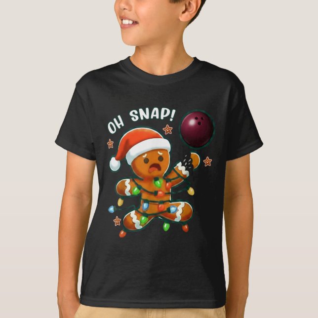 T-shirt Funny Bowling Gingerbread Cookie Lights Oh Snap Gi (Devant)