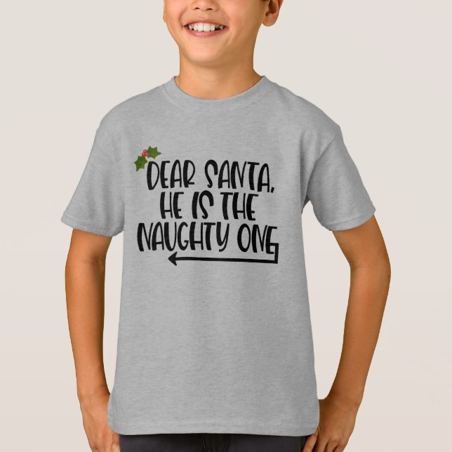 T-shirt Funny Boys Noël C'est le Naughty One (Devant)