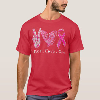 T-shirt Funny Breast Cancer Awareness Costume Pink Peace L