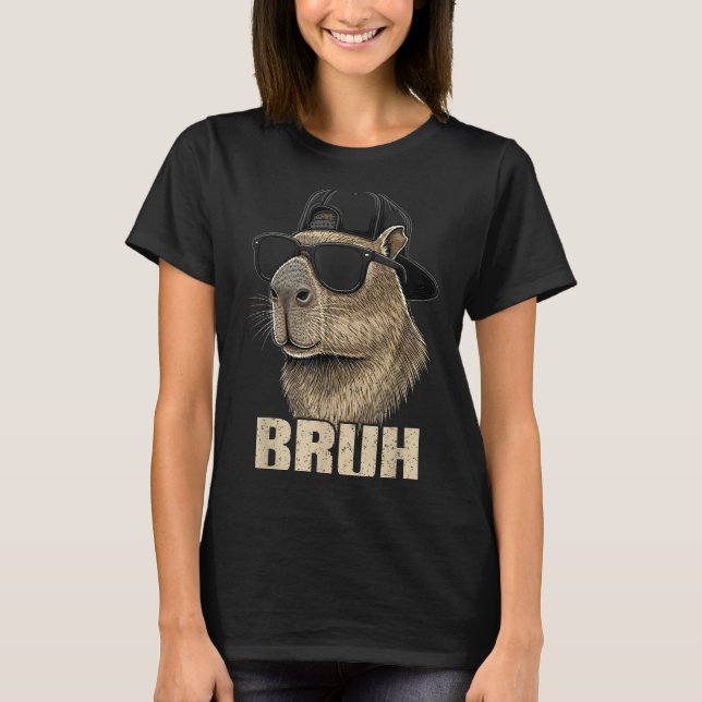 T-shirt Funny Bruh Meme Capybara Lover Cool Sungles For Me (Devant)