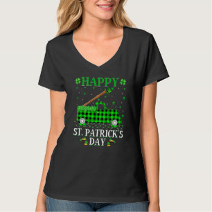 T-shirt Funny Buffalo Plaid Green Truck Flute St. Patrick'