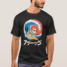 T-shirt Funny Bull Terrier Japonais Kanagawa Wave Chien