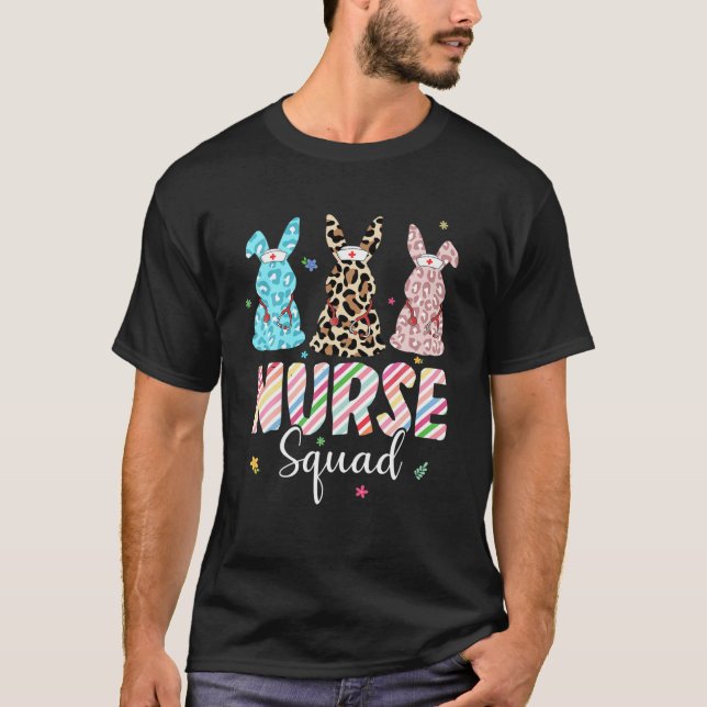 T-shirt Funny Bunny Nurse Squad Easter Leopard Rabbit Nurs (Devant)