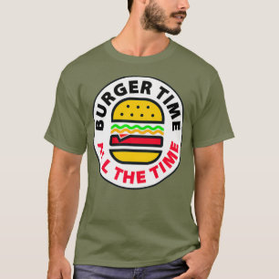 T-shirt FUNNY BURGER TIME comédie blague junk fast food