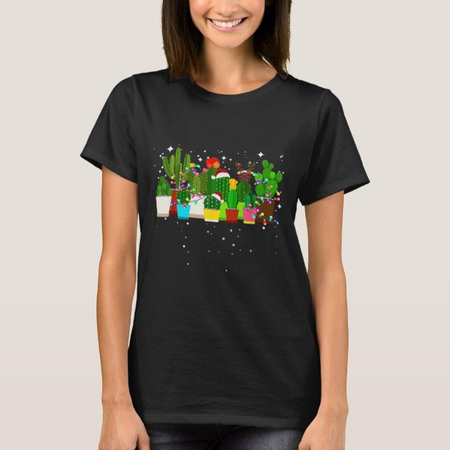 T-shirt Funny Cactus Christmas Tree  (Devant)