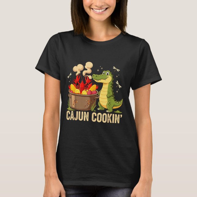 T-shirt Funny Cajun Louisiana Boil Alligator Crawfish Mard (Devant)
