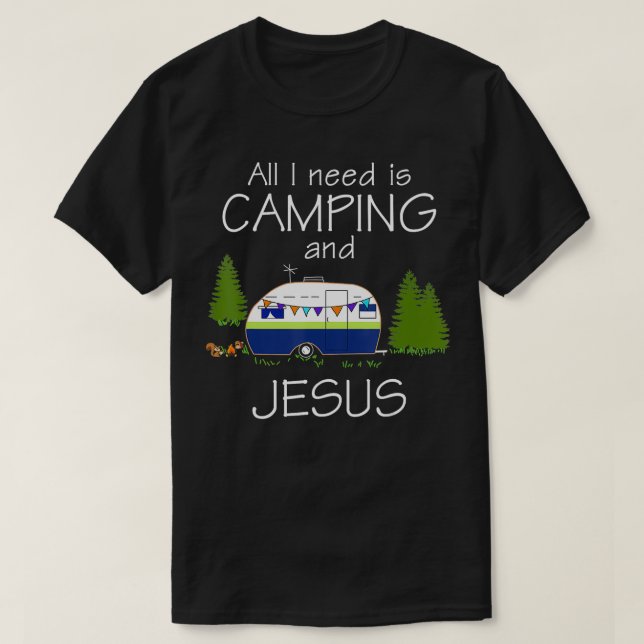 T-shirt Funny Camping Camping et Jésus Noël (Design devant)