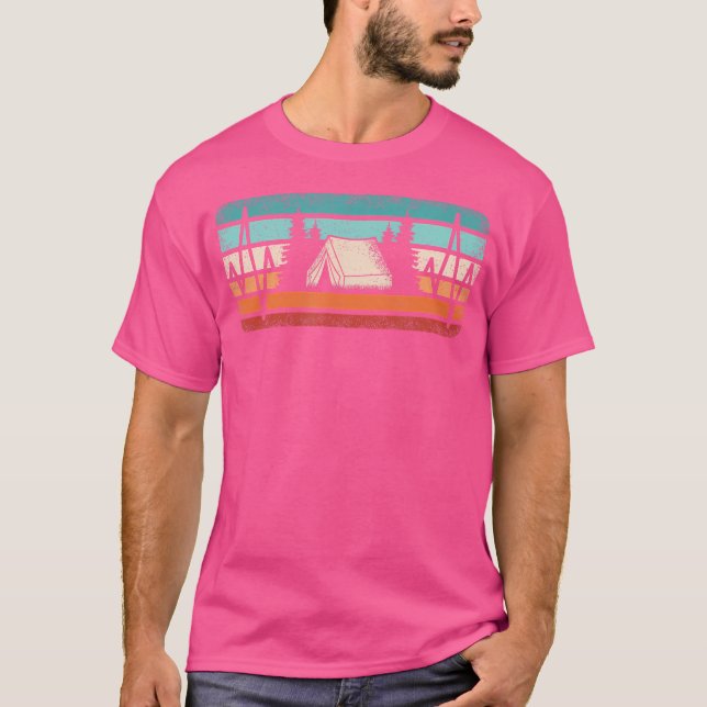 T-shirt Funny Camping Heartbeat Retro Camper Camp Randonné (Devant)