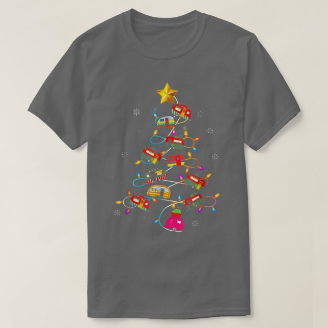 T-shirt Funny Camping Joyeux Arbre de Noël Campers Snowman (Design devant)