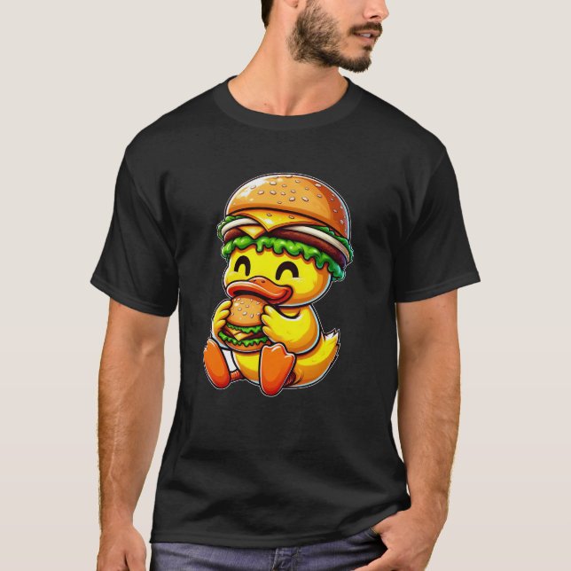 T-shirt Funny canard hamburger fast food cheeseburger casq (Devant)