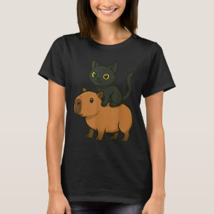 T-shirt Funny Capybara Black Chat Amoureux des animaux Mam
