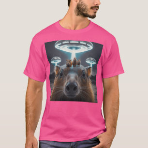 T-shirt Funny Capybara Selfie Avec Ufos Bizarre
