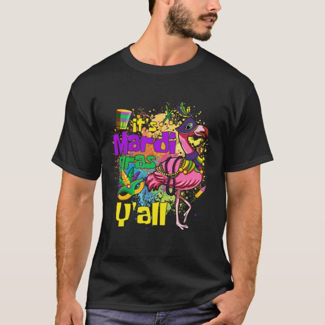 T-shirt Funny Carnival Party Gift Idea Flamingo Mardi Gras (Devant)