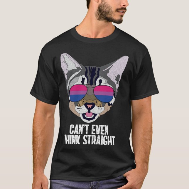 T-shirt Funny Cat Bisexual Can't Even Think Straight Bi Pr (Devant)