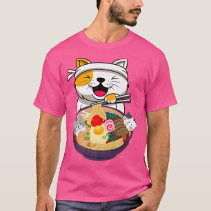 T-shirt Funny Cat Eating Ramen, Japanese Culture & Food Lo