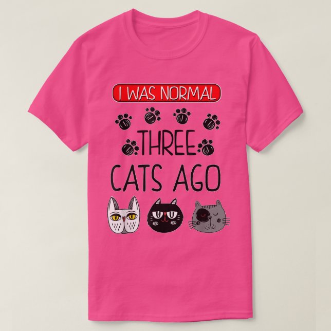 T-shirt Funny Cat, I was normal  (Design devant)