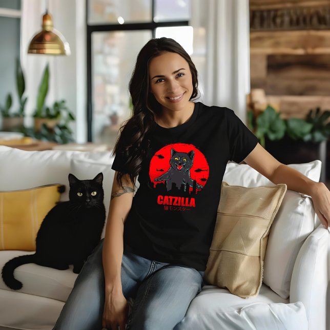 T-shirt Funny Cat Japanese Themed Catzilla Monster (Créateur téléchargé)