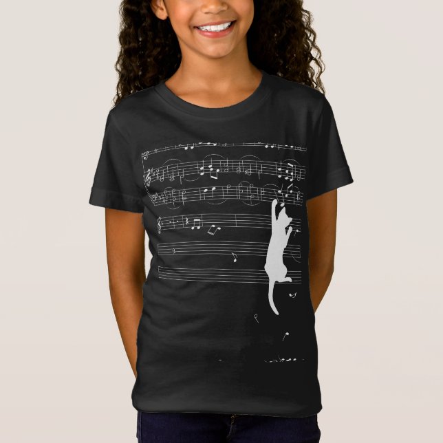T-Shirt Funny Cat Playing With Music Note Cat Lover Gift (Devant)