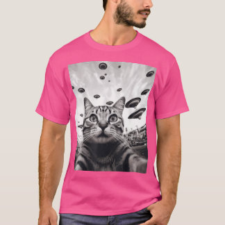 T-shirt Funny Cat Selfie Ufo