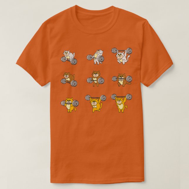 T-shirt Funny Chat Deadlifm Barbell Gym pluie (Design devant)