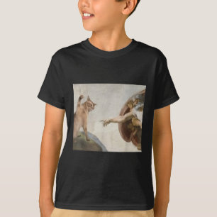 T-shirt Funny Chat Dieu Création De Mème Adam Michelangelo