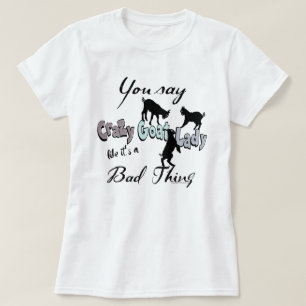 T-shirt FUNNY CHAT   La Dame de la chèvre folle Cool Paste