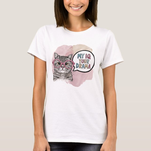 T-shirt Funny Chat Mon QI ton drame (Devant)