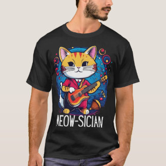 T-shirt Funny Chat musicien Meowsician guitare musicale