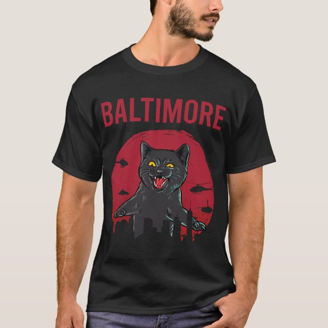 T-shirt Funny Chat noir Baltimore (Devant)