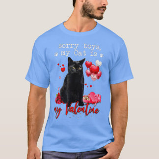T-shirt Funny Chat Noir Désolé Garçon Mon Chat Est Mon Val